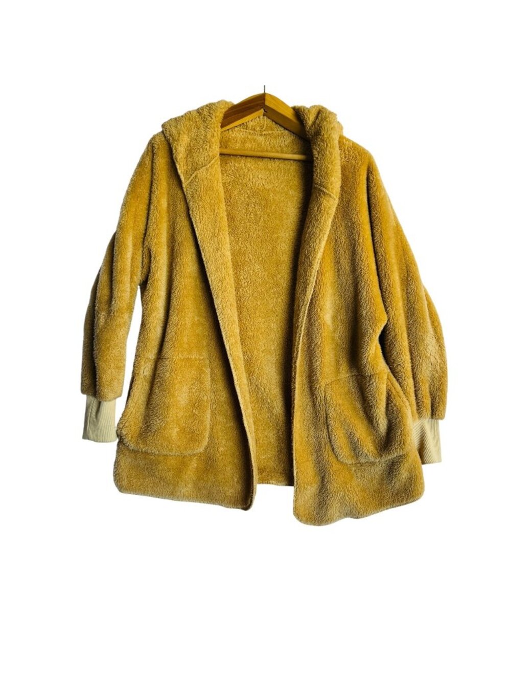 Ladies open front oversized hooded cardigan, soft, fluffy, cozy, warm